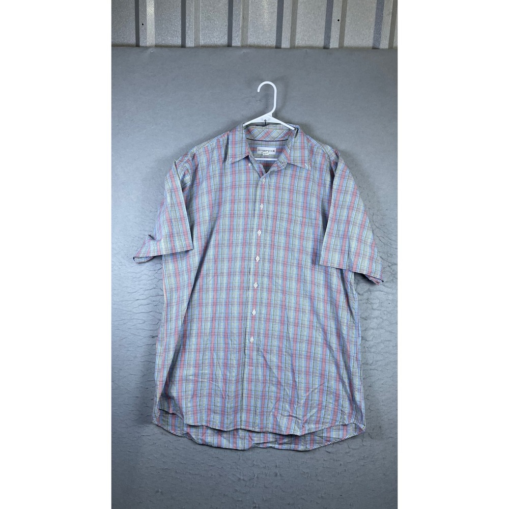 Cutter & Buck Button Down Mens XLT Multi Color Excellent Plaid Short Sleeve